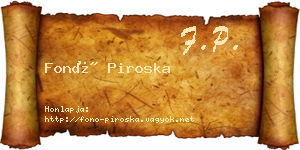 Fonó Piroska névjegykártya