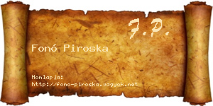 Fonó Piroska névjegykártya